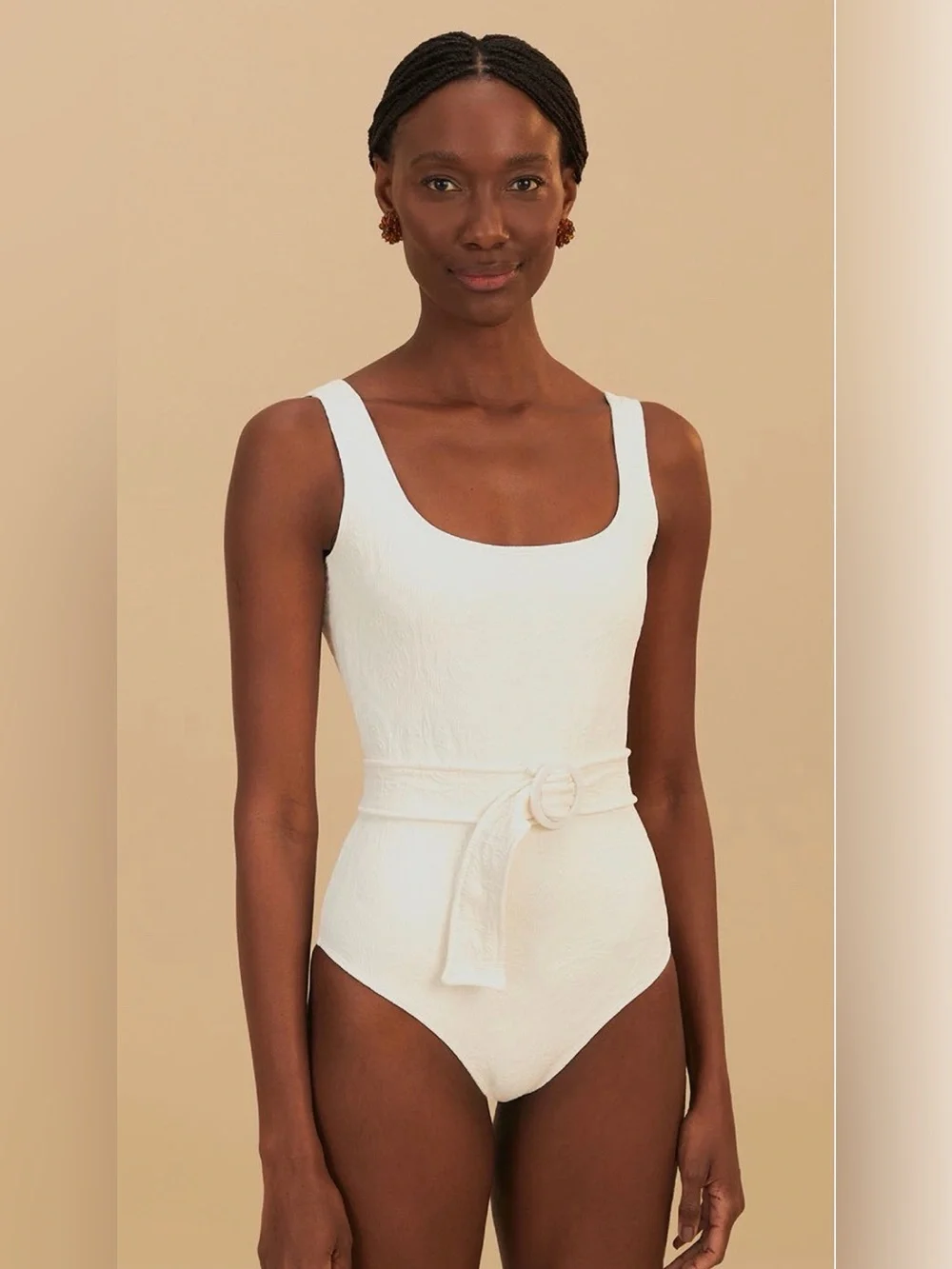 Farm Rio: WHITE PINEAPPLE MATELASSE ONE PIECE
